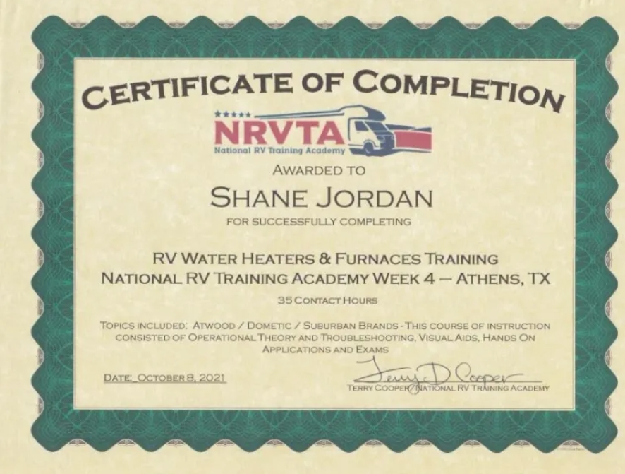 RV Water Heaters and Furnace Training
