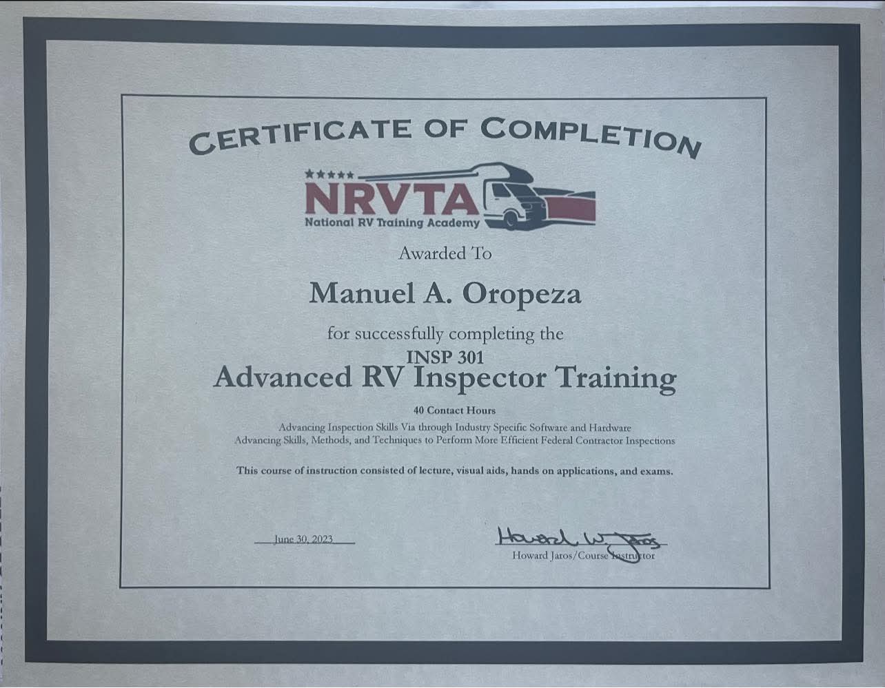NRVIA certified