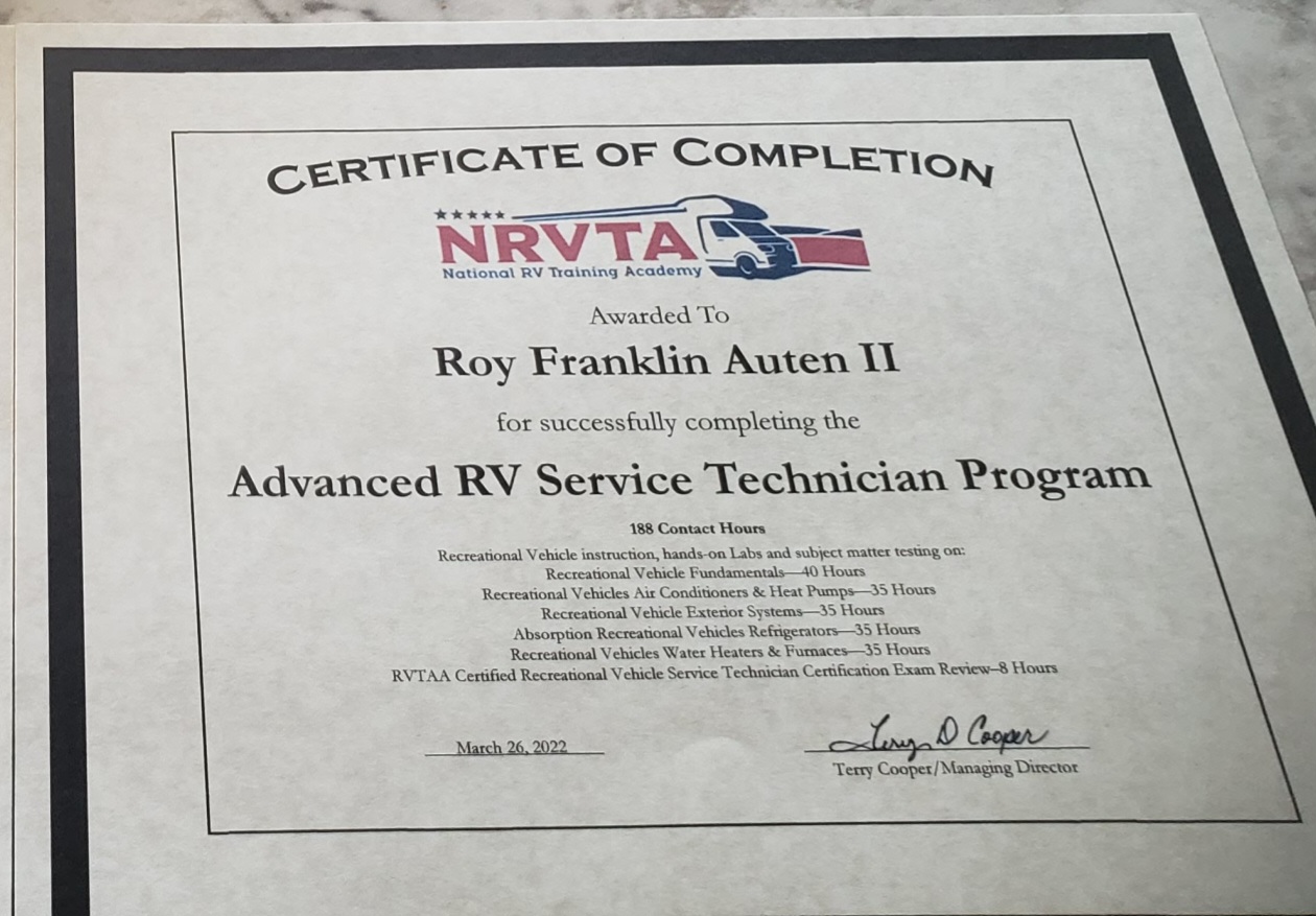 NRVTA / RVTAA certified