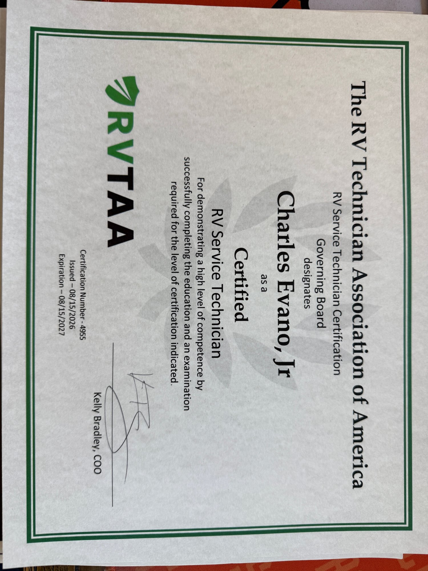 NRVTA / RVTAA certified