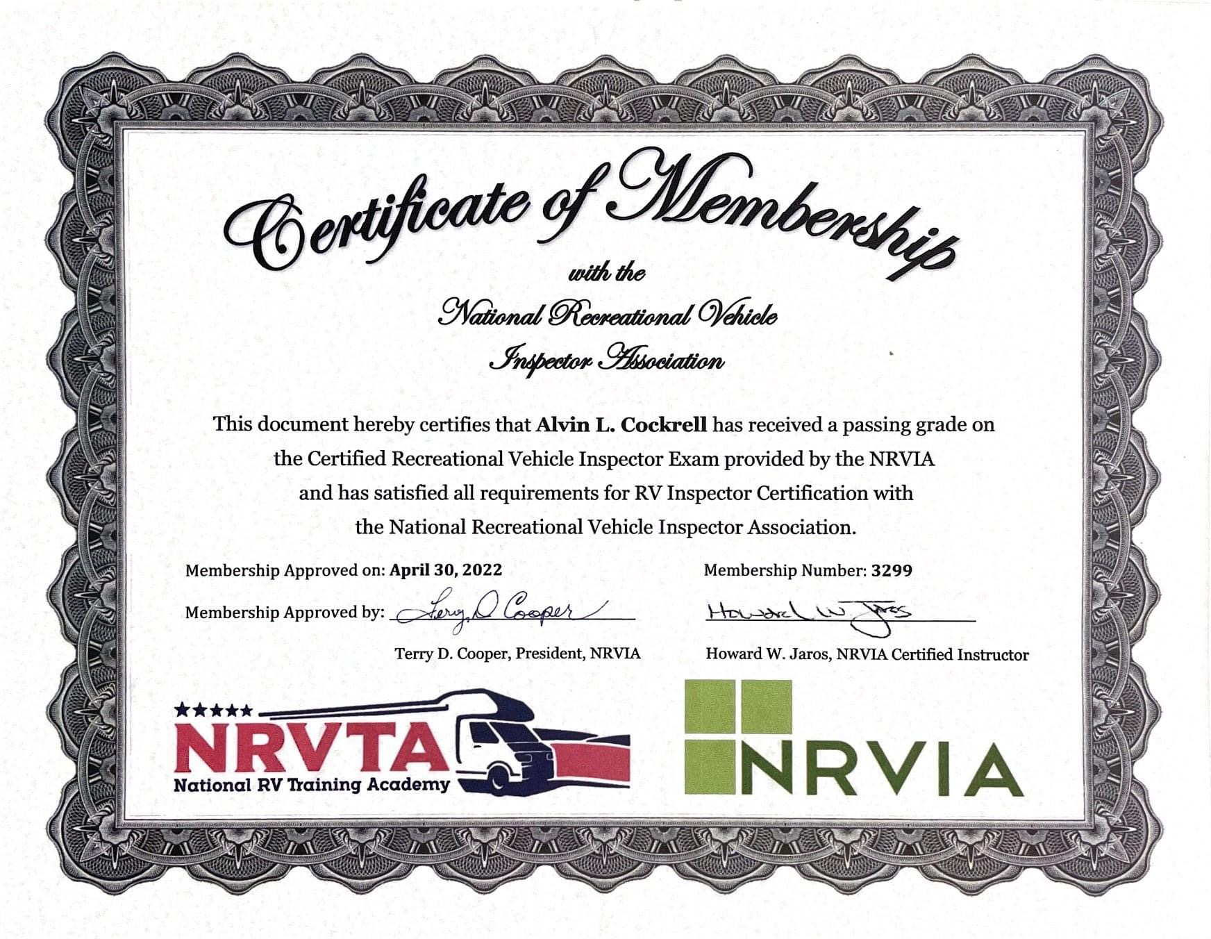 NRVIA certified