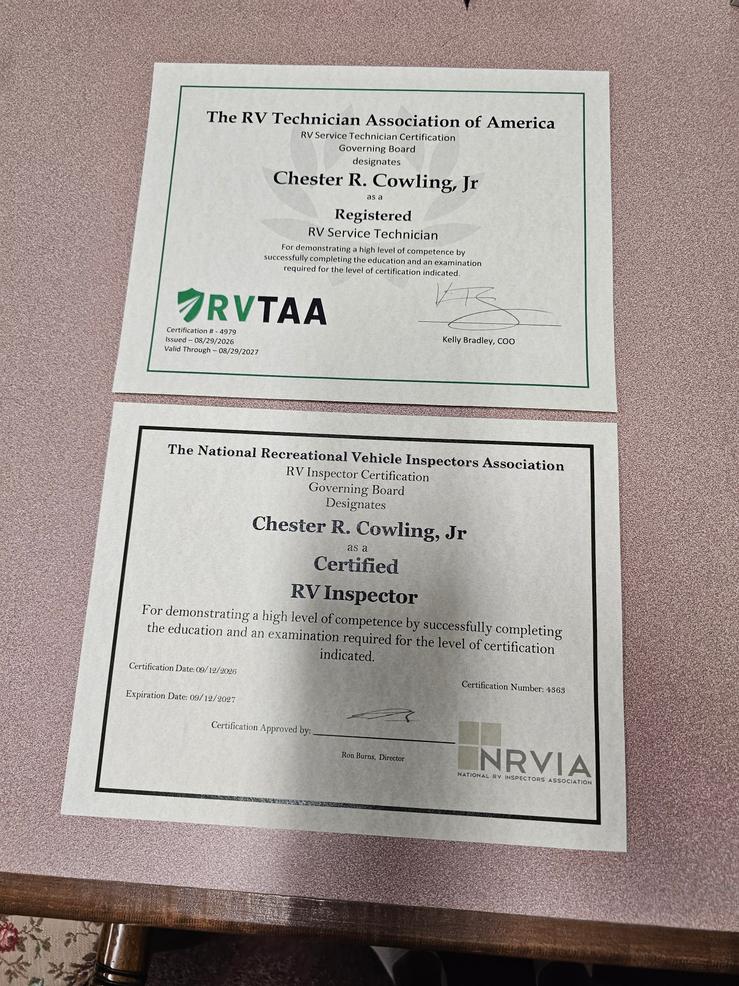NRVTA / RVTAA certified
