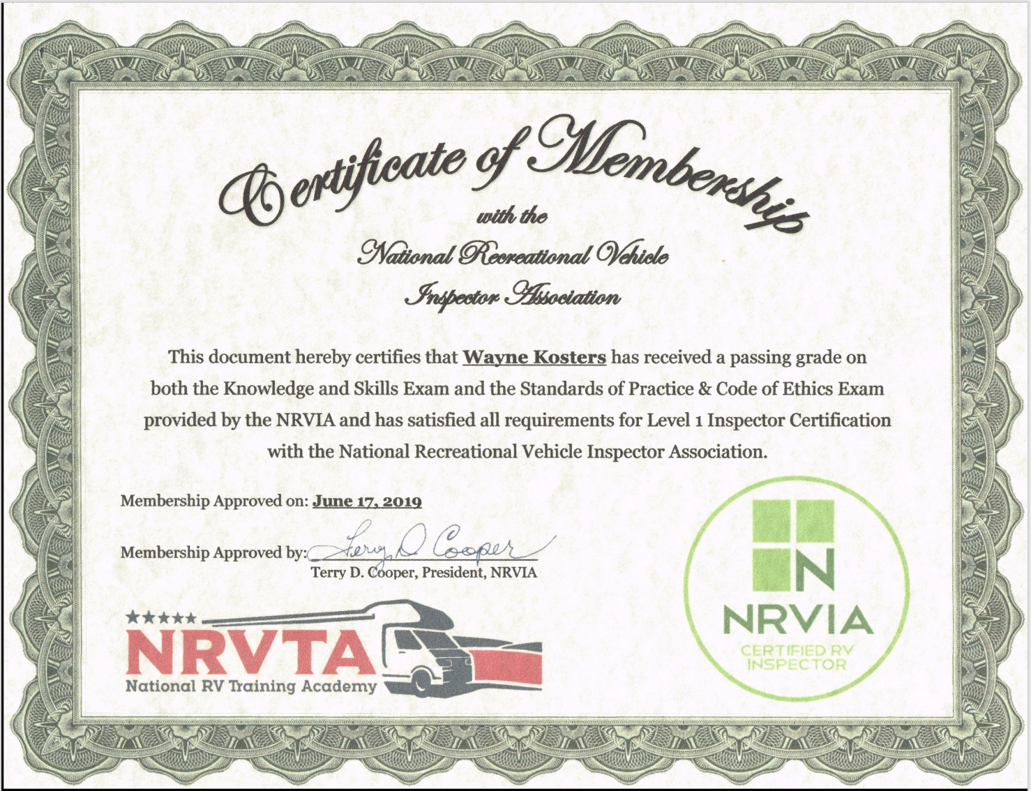 NRVIA certified