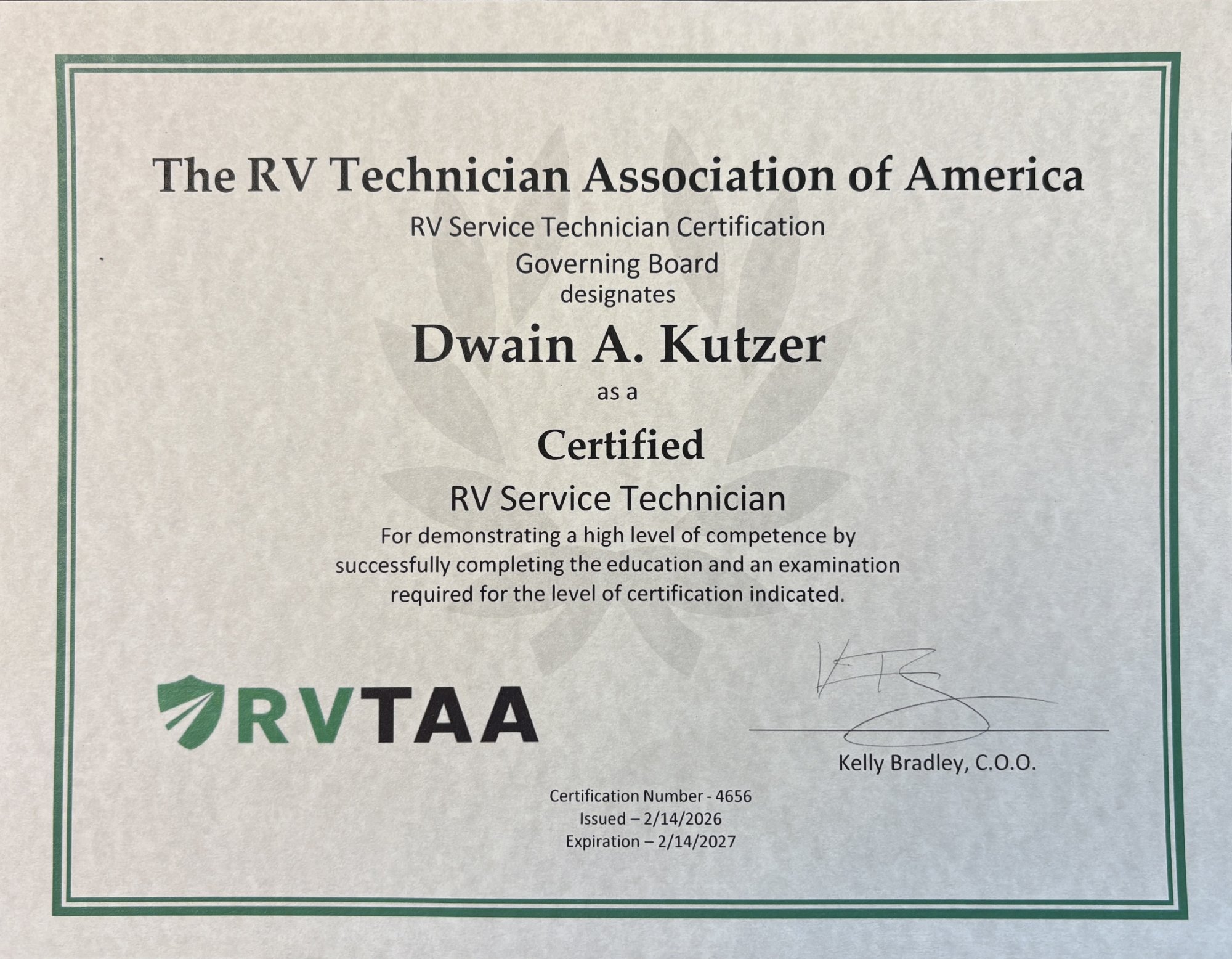 NRVTA / RVTAA certified