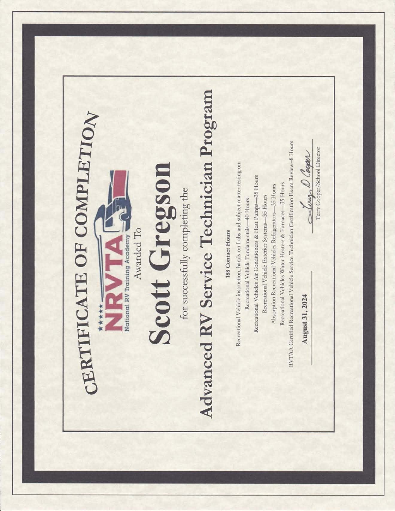 Advanced RV Service Technician Program - Scott Gregson
