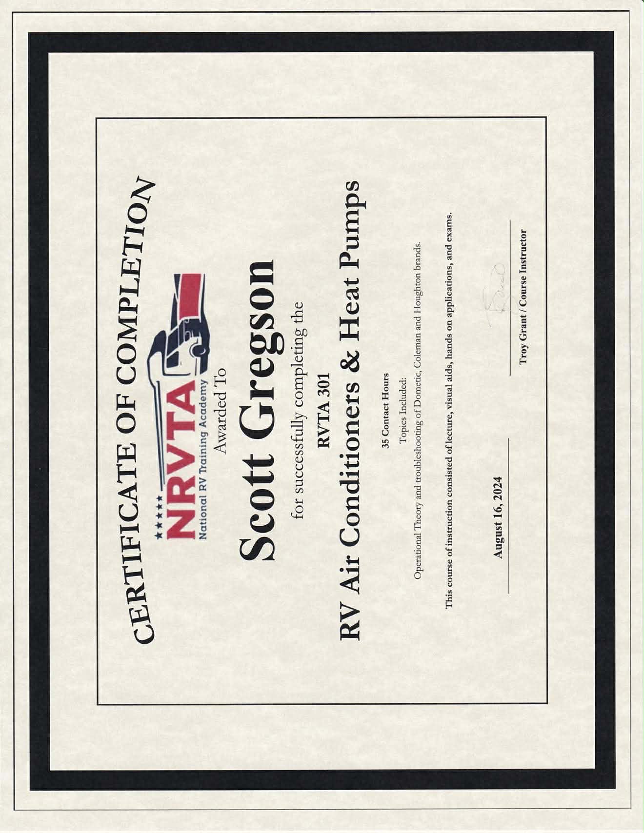 RV A/C and Heat Pumps Specialist - Scott Gregson
