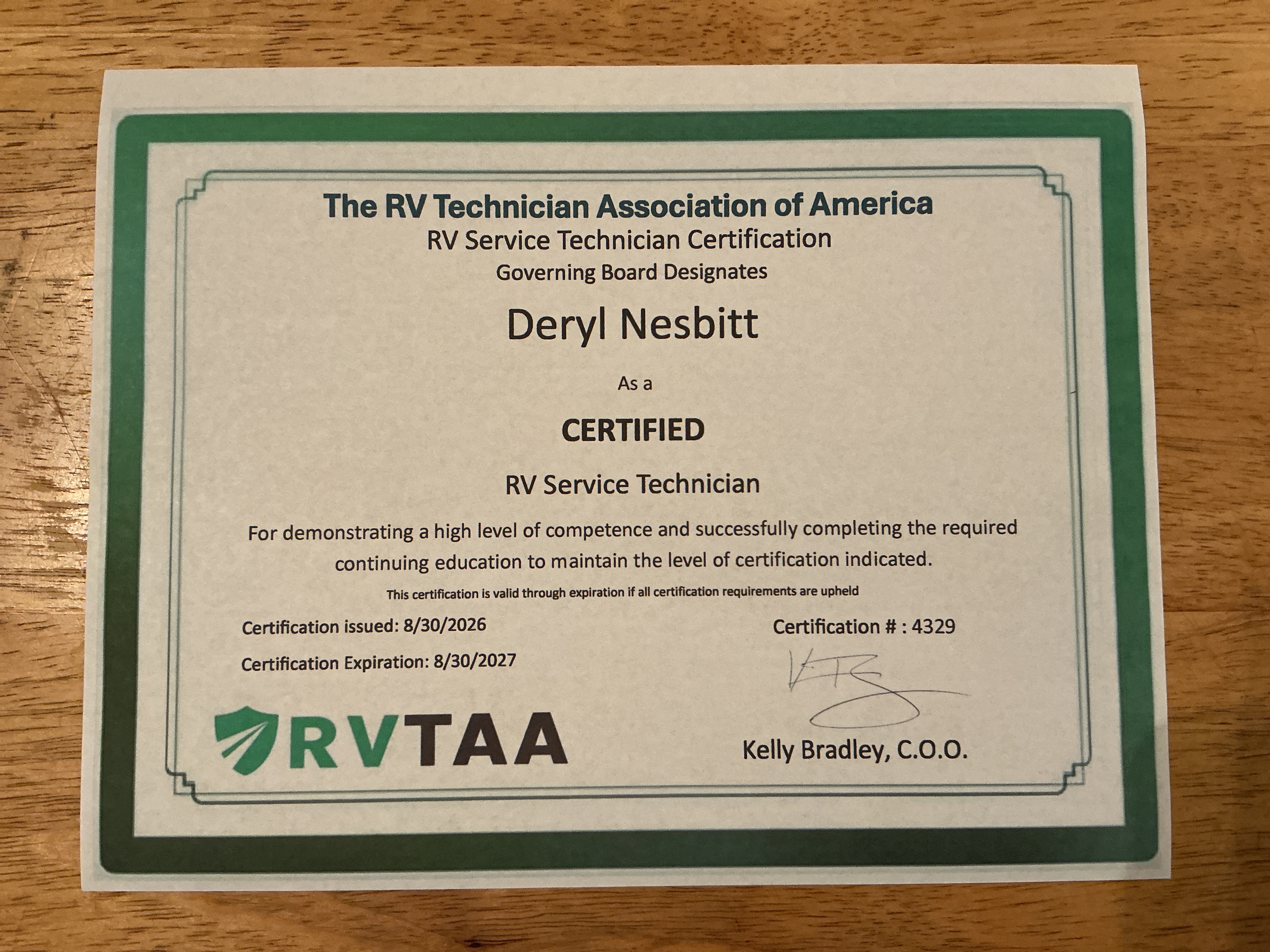 NRVTA certified
