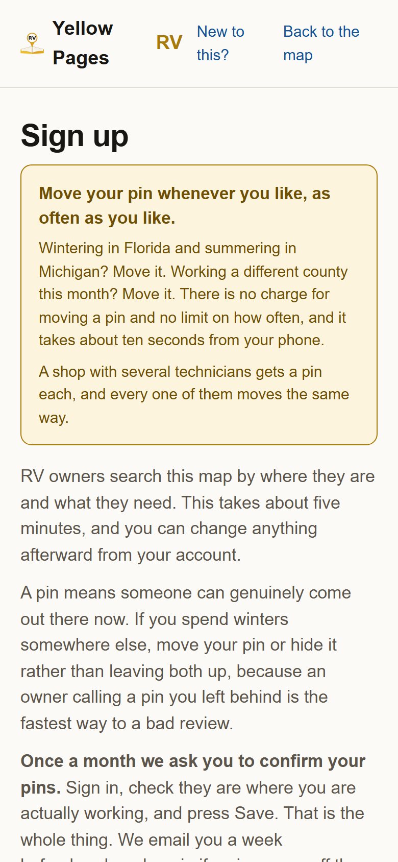 Step one of signing up, asking how many technicians work on the listing, with the price shown.
