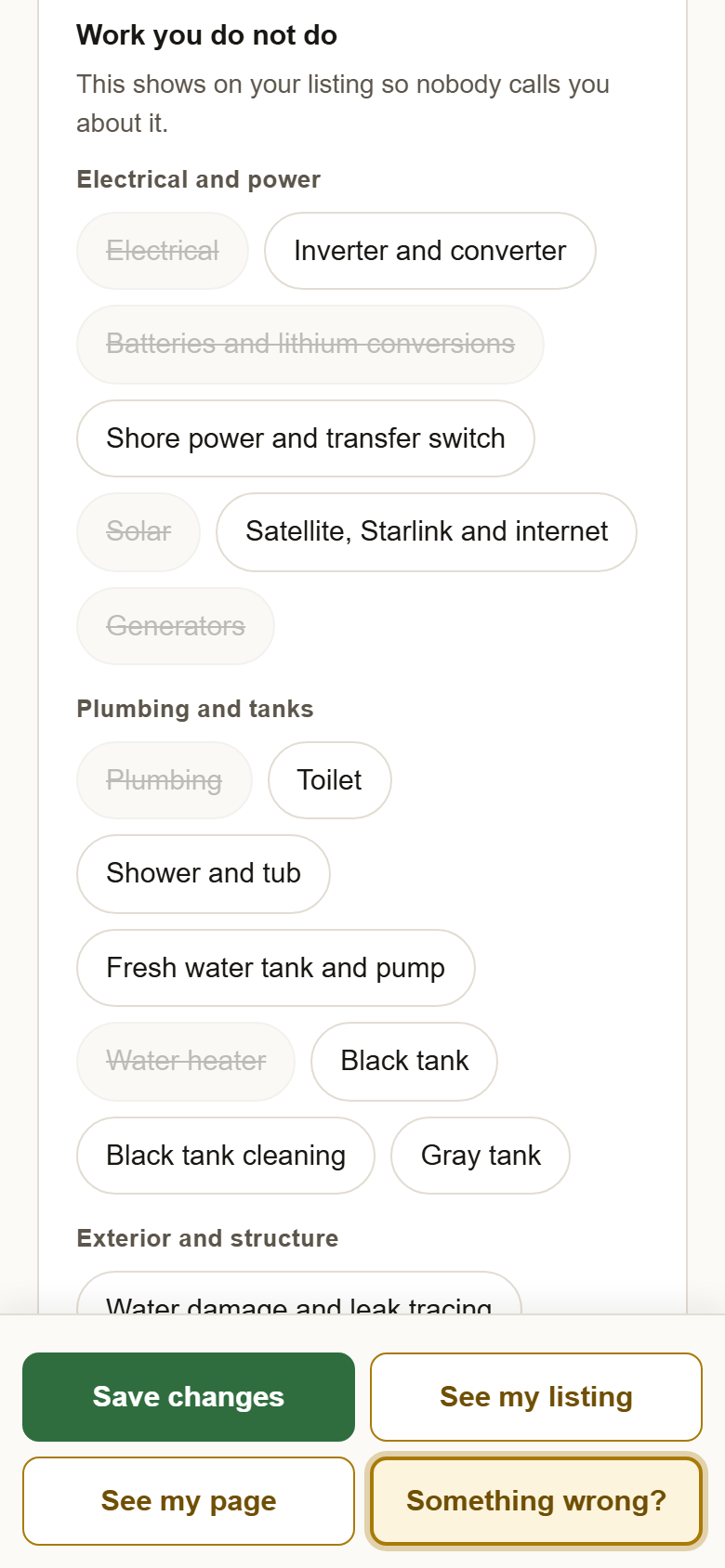 The Work you do not do list, with a few kinds of work struck through.
